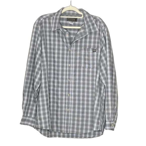 BILLABONG Gray Checkered Plaid Long Sleeve Button Down Dress Shirt Preppy XL - Picture 2 of 10
